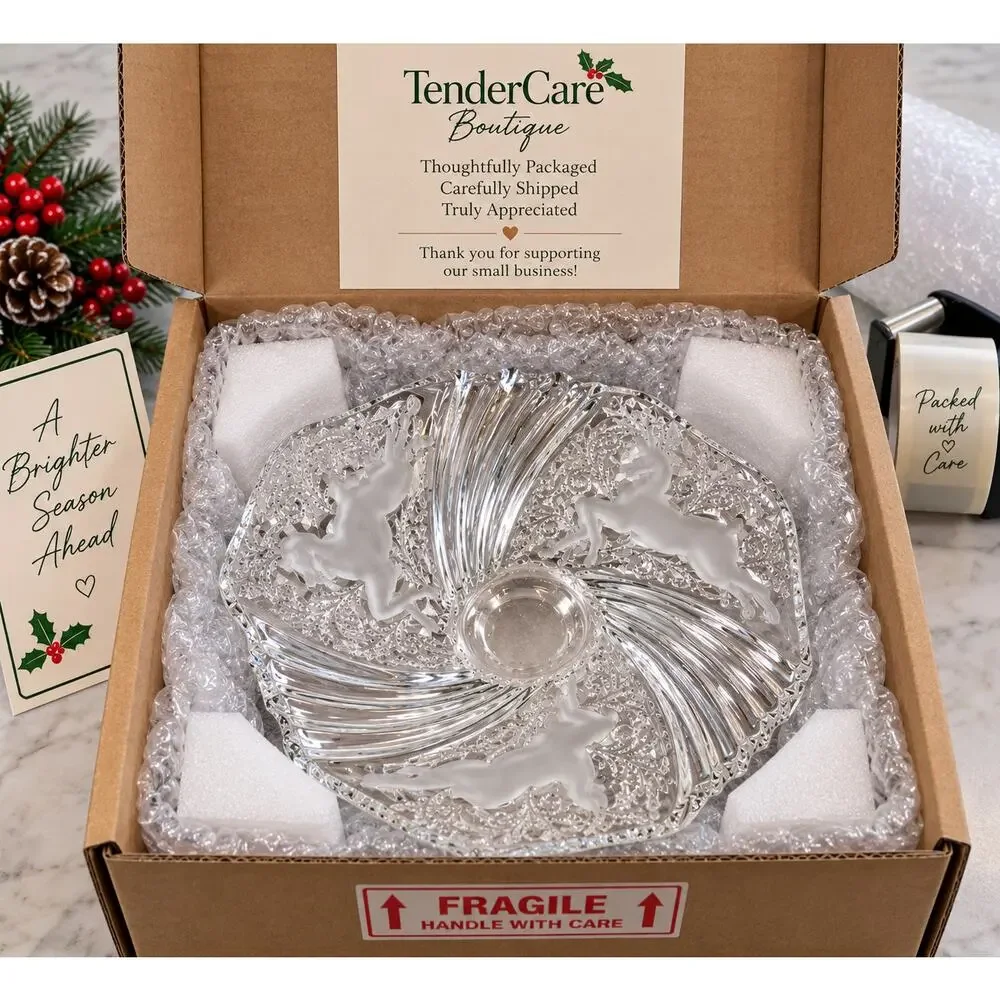 Mikasa Christmas Medley Reindeer Crystal Bon Bon Bowl 9